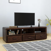 Denzaderb Solid Sheesham Wood TV Unit (Walnut Finish)